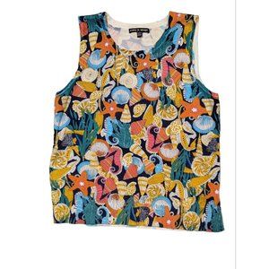 Cable and Gauge Sea Shell Sleeveless Sweater Size L Ocean Beach Nautical